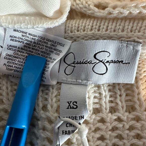 NWT Jessica Simpson Trinity Crochet Sweater Dress XS Ivory Boho Festival Cottage - Picture 10 of 11